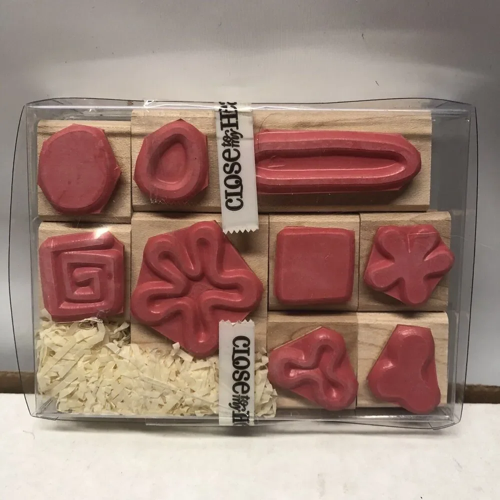 Close To My Heart Signs & Symbols Wooden Rubber Stamp Set 9 Pieces Graphics CTMH - Picture 2 of 5